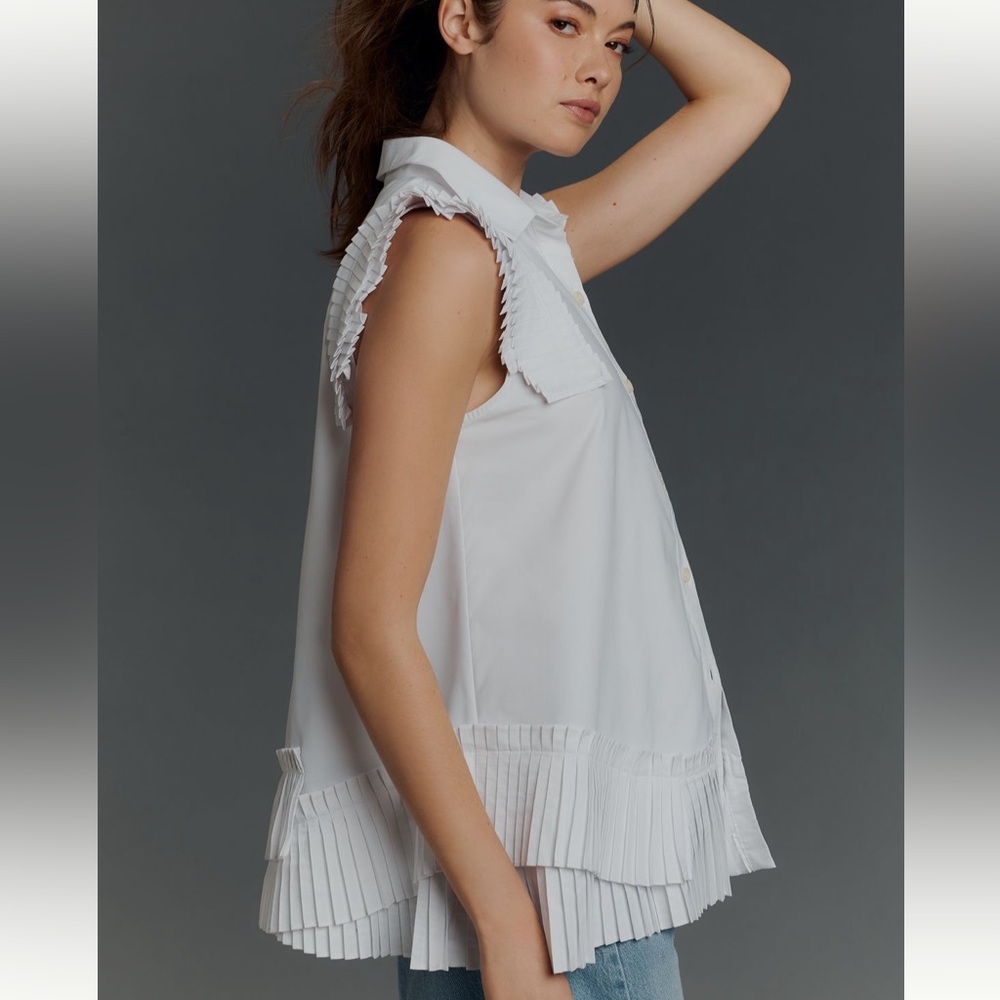 Anthropologie NWT Pleated Sleeveless Blouse - Picture 5 of 5